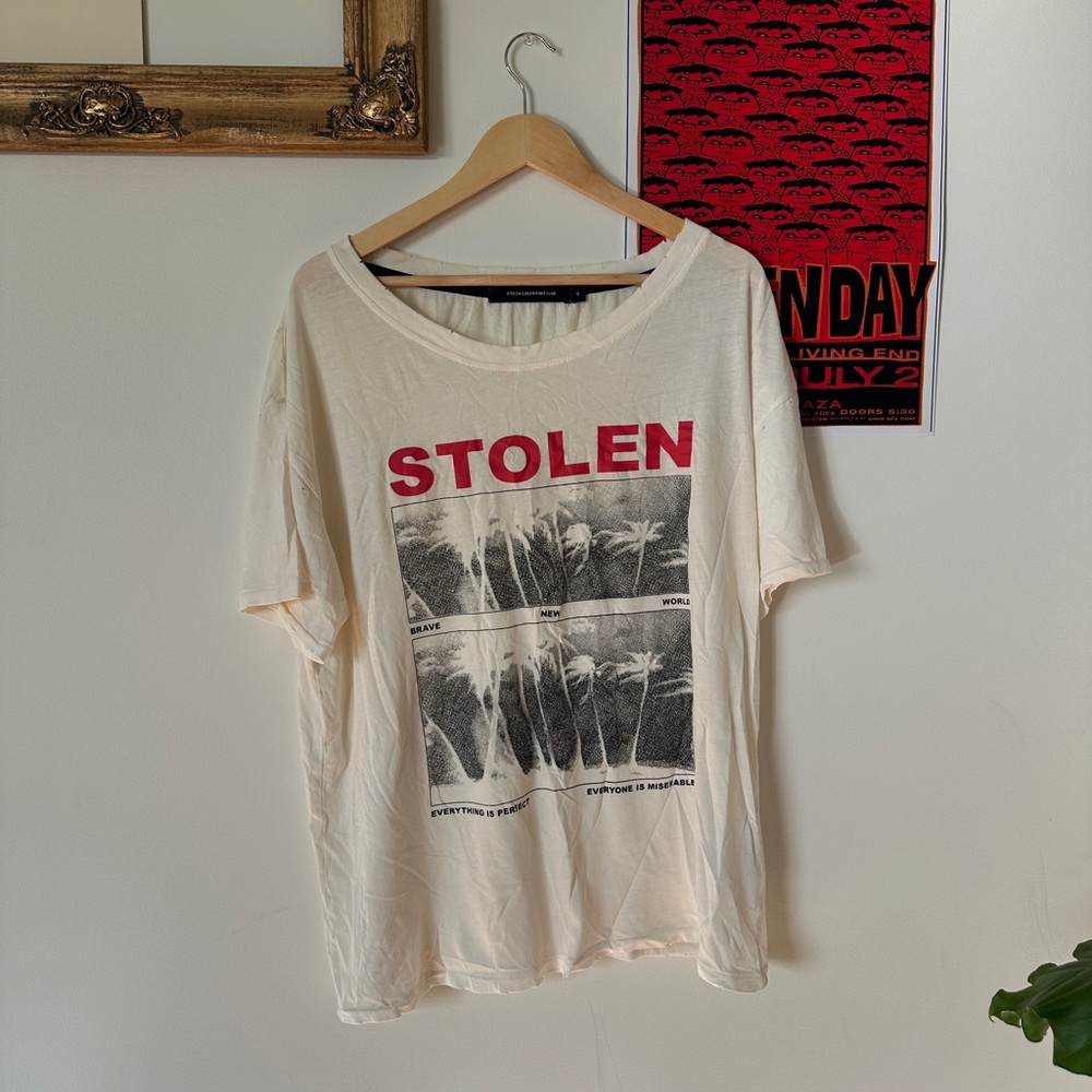 Stolen Graphic T-Shirt in Cream and Black